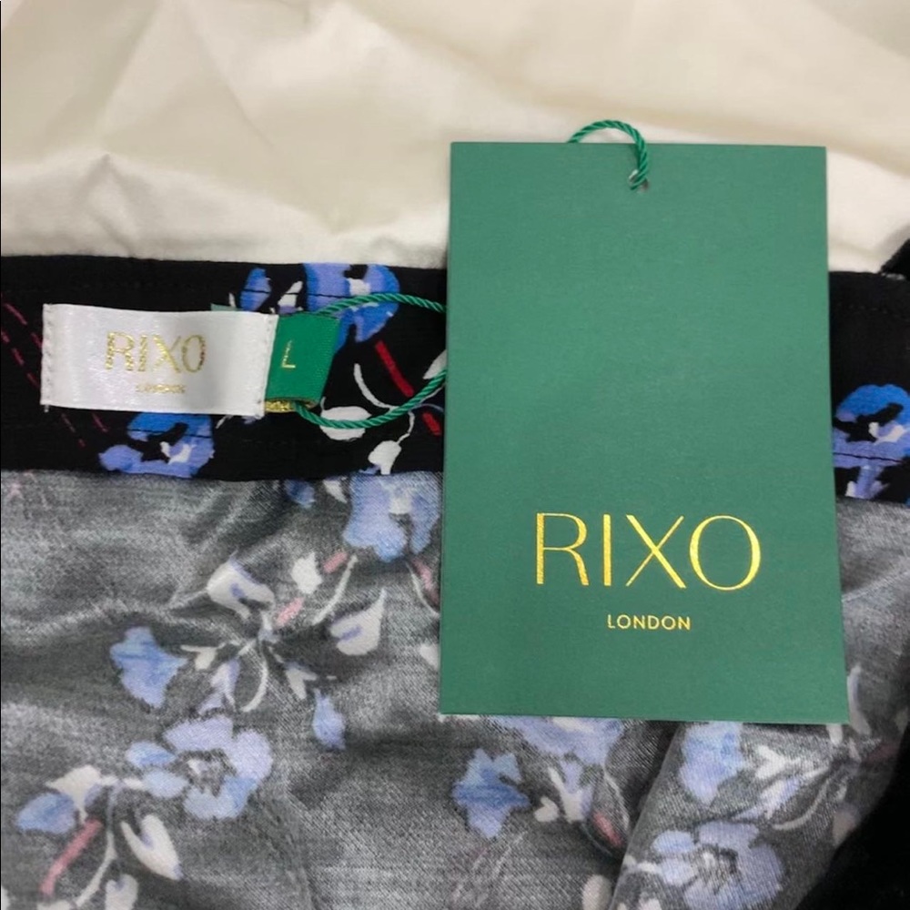 RIXO CHLOE FLORAL BLACK MIDI DRESS Size L - Picture 4 of 6
